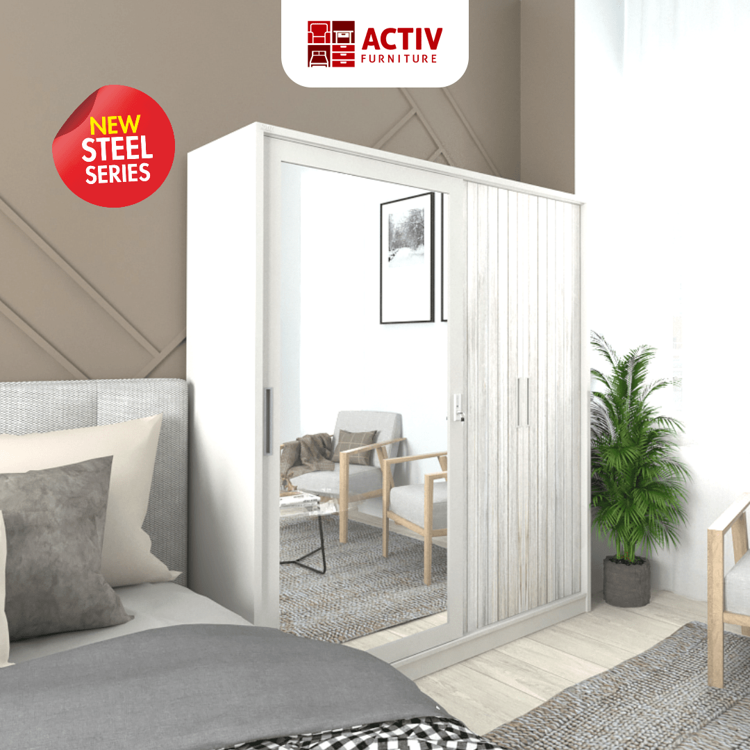 1. Forte SL 162 A_White – White Teak_Lemari Pakaian_Lemari Besi_Lemari Sliding_Lemari Swing_Ruang Kamar_Cover_Activ Furniture