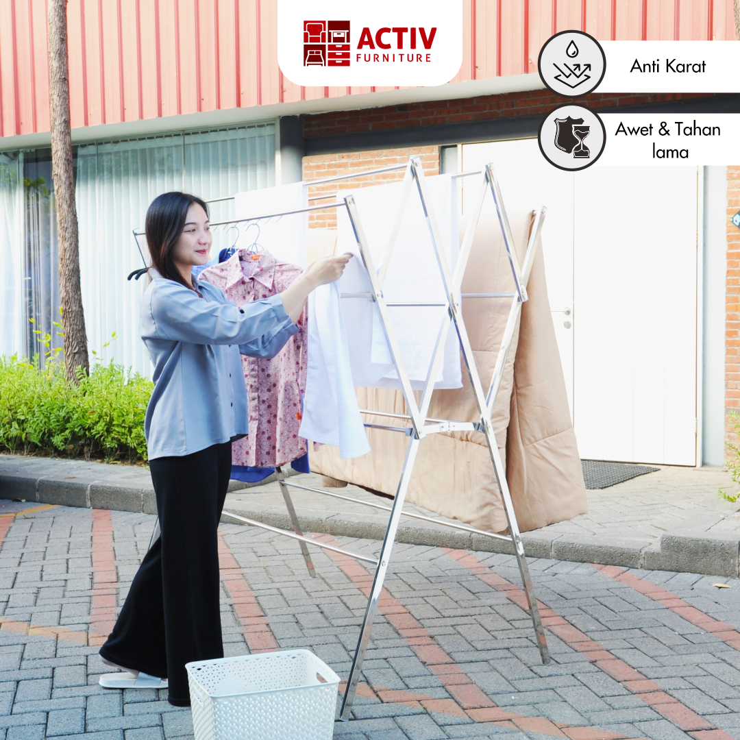 2. Cozy CL 160 A_Jemuran Baju_Gantungan Baju_Ruang Outdoor_Furniture Rumah_Activ Furniture