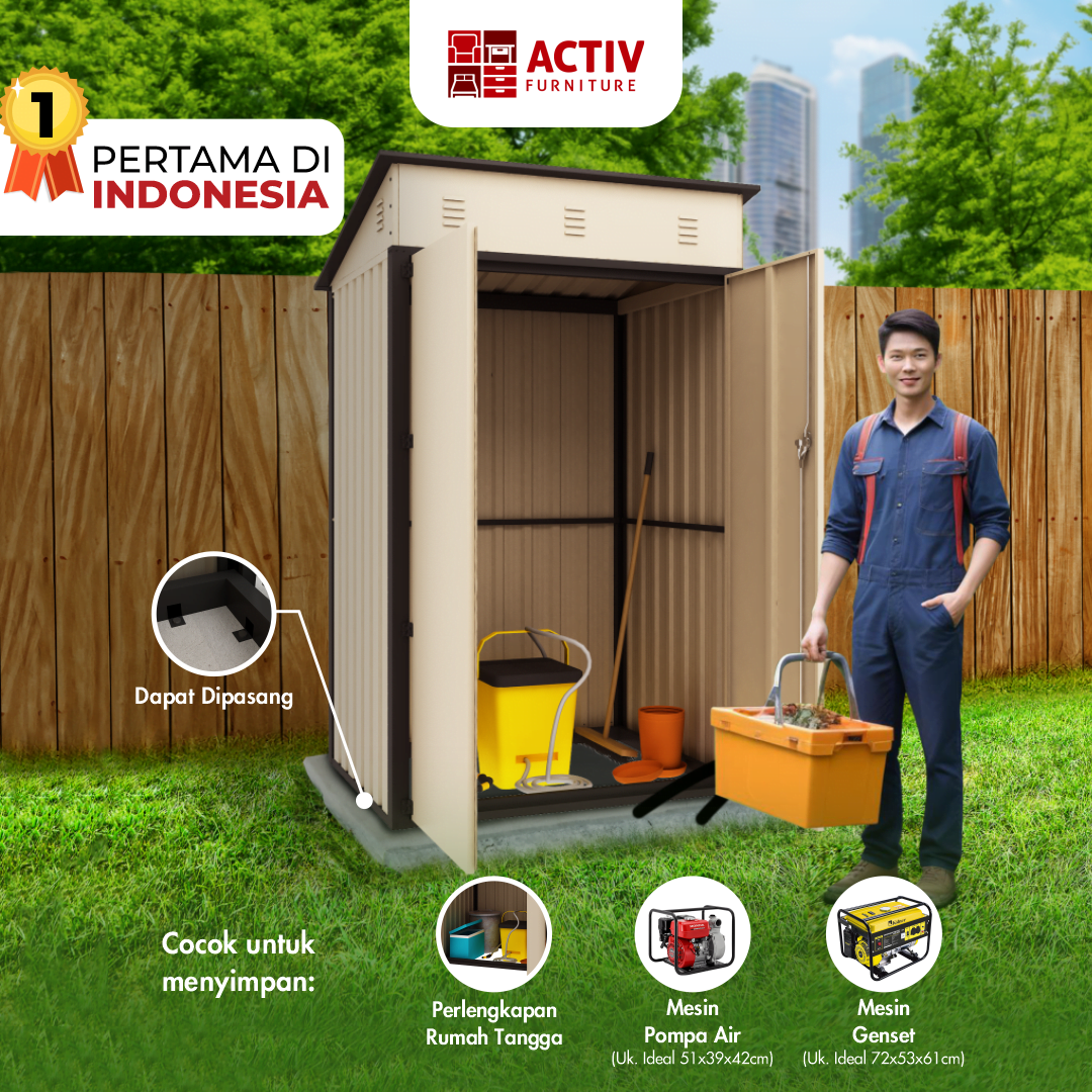 2. Forte TR 120 B_Cream – Black_Tools Room_Gudang Portable_Gudang Penyimpanan_Gudang_Outdoor_Halaman Rumah_Cover_Activ Furniture