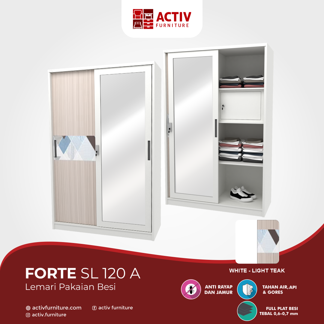 2. Forte SL 120 A_Lemari Pakaian_Lemari Sliding_Lemari Besi_Lemari Pakaian Besi_Kamar Tidur_Ruang Kamar