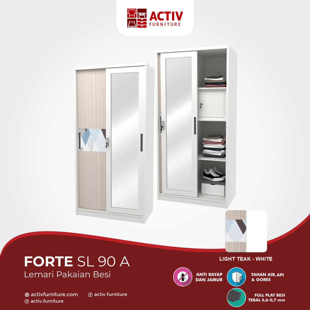 2. Forte SL 90 A_Lemari Pakaian_Lemari Sliding_Lemari Besi_Lemari Pakaian Besi_Kamar Tidur_Ruang Kamar