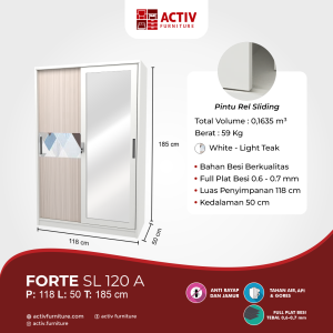 3. Forte SL 120 A_Lemari Pakaian_Lemari Sliding_Lemari Besi_Lemari Pakaian Besi_Kamar Tidur_Ruang Kamar