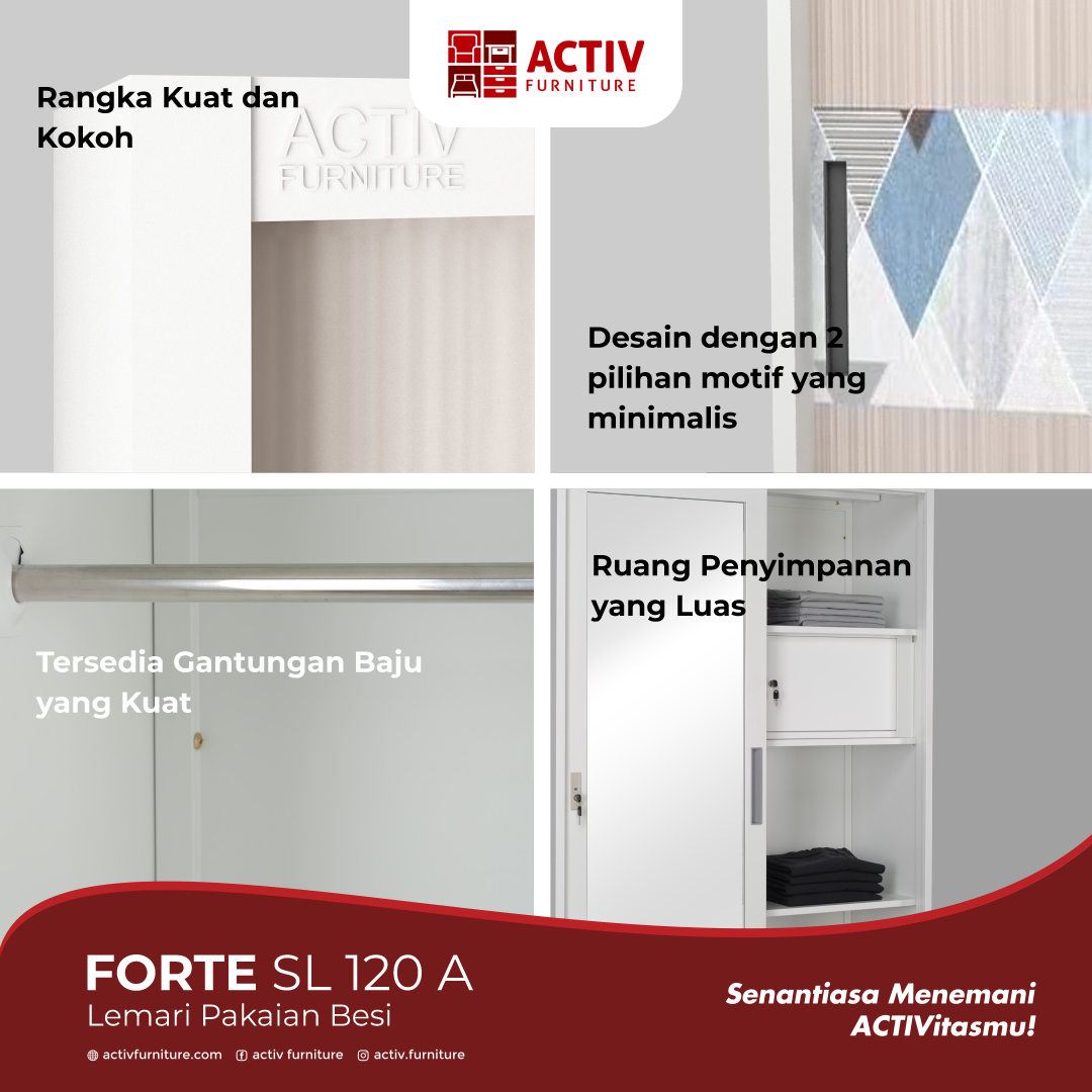 5. Forte SL 120 A_Lemari Pakaian_Lemari Sliding_Lemari Besi_Lemari Pakaian Besi_Kamar Tidur_Ruang Kamar