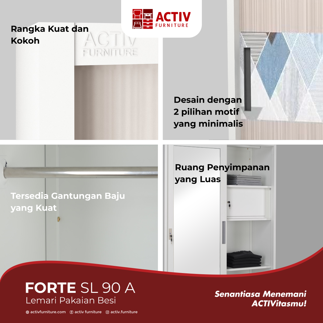 5. Forte SL 90 A_Lemari Pakaian_Lemari Sliding_Lemari Besi_Lemari Pakaian Besi_Kamar Tidur_Ruang Kamar