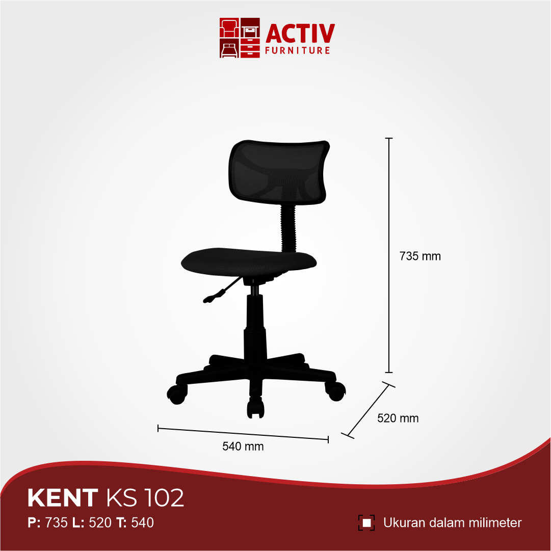 Activ Furniture_Kent KS 102 Black_Detail Ukuran