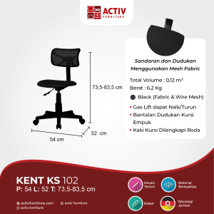Activ Furniture_Kent KS 102 Black_Kursi Kerja