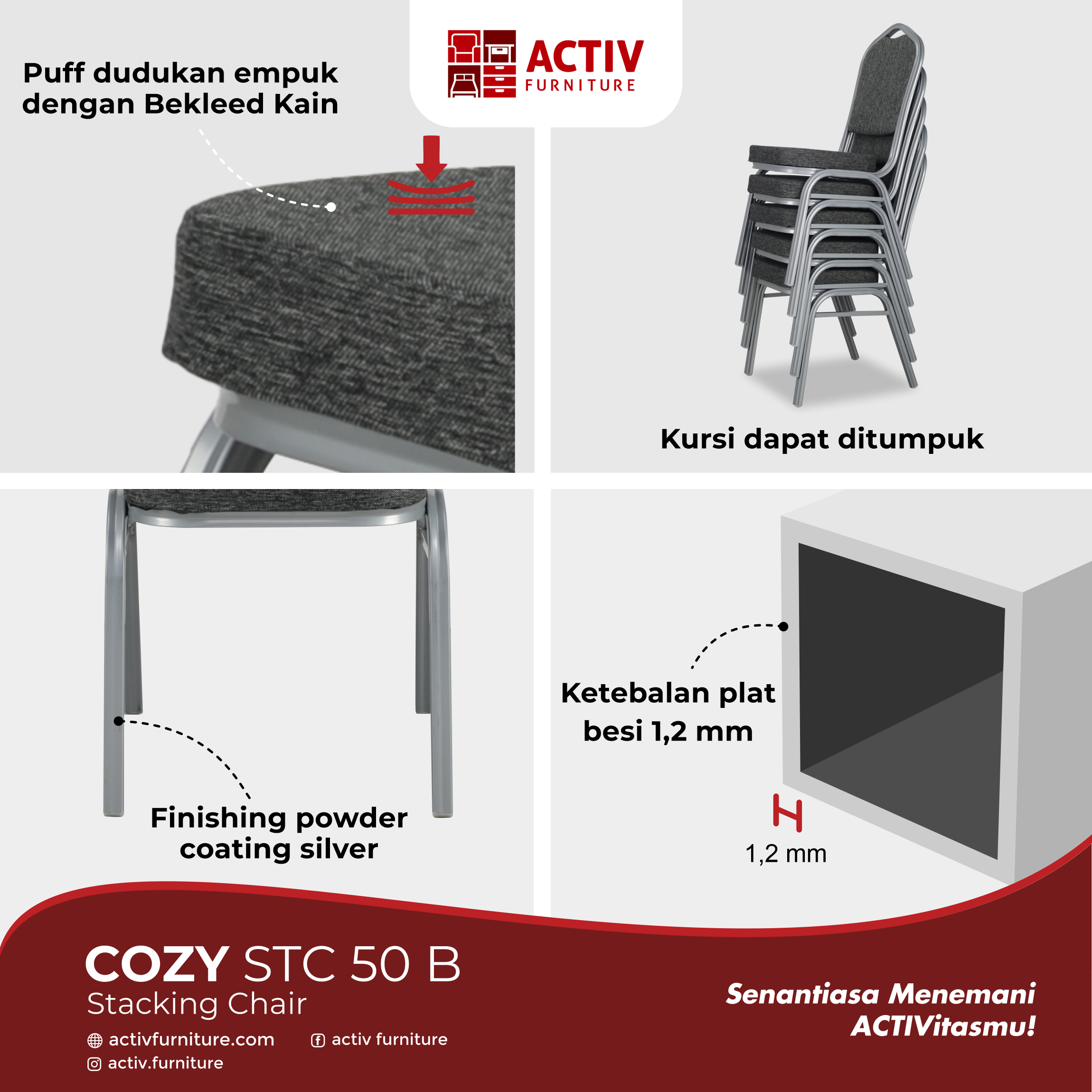Cozy STC 50 B_Silver – Cream_Kursi Susun_Stacking Chair_Kursi_Ruang Keluarga_Copywriting_Activ Furniture REV