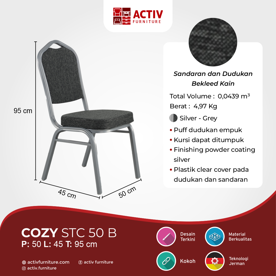 Cozy STC 50 B_Silver – Cream_Kursi Susun_Stacking Chair_Kursi_Ruang Keluarga_Konten USP_Activ Furniture REV 2