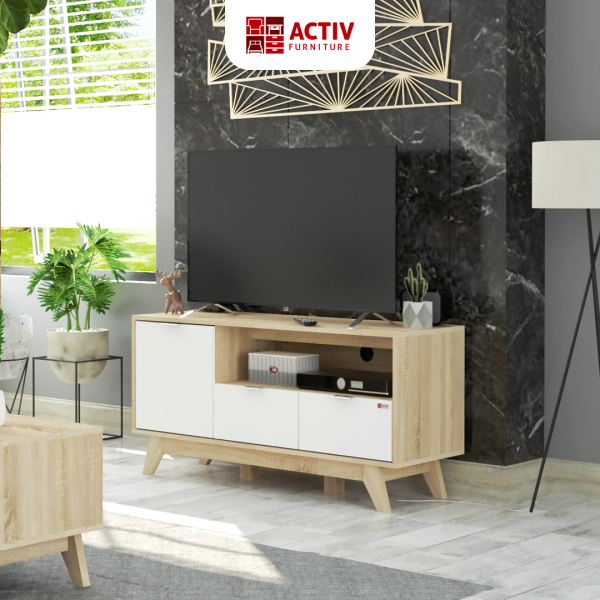 Rak TV – Lotus RTV 120 (Sonoma Oak – White) – Activ Furniture