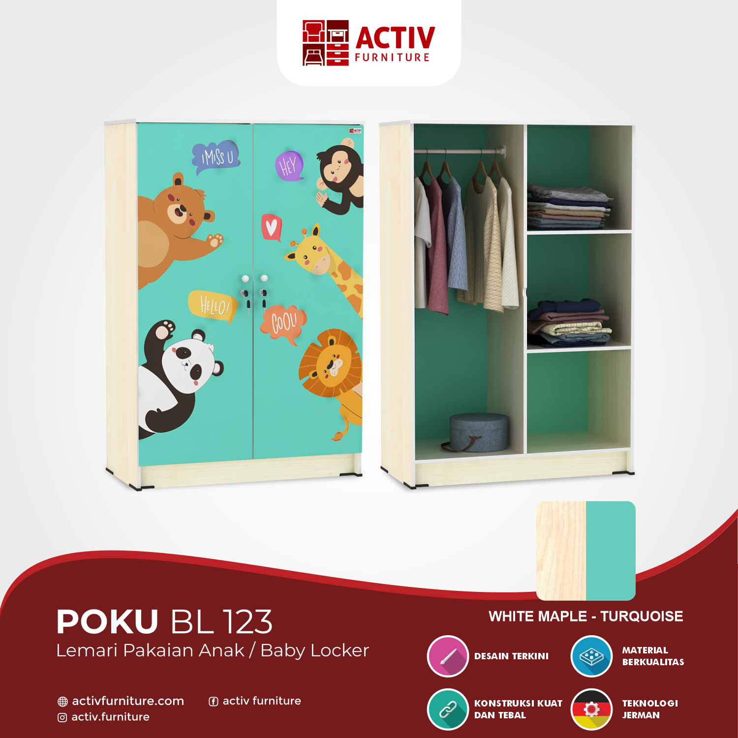 2. Poku BL 123_Baby Locker_Lemari Pakaian Anak_Lemari Pakaian_Lemari Anak_Ruang Kamar_Kamar Tidur_Ruang Anak_Kamar Anak_Activ Furniture