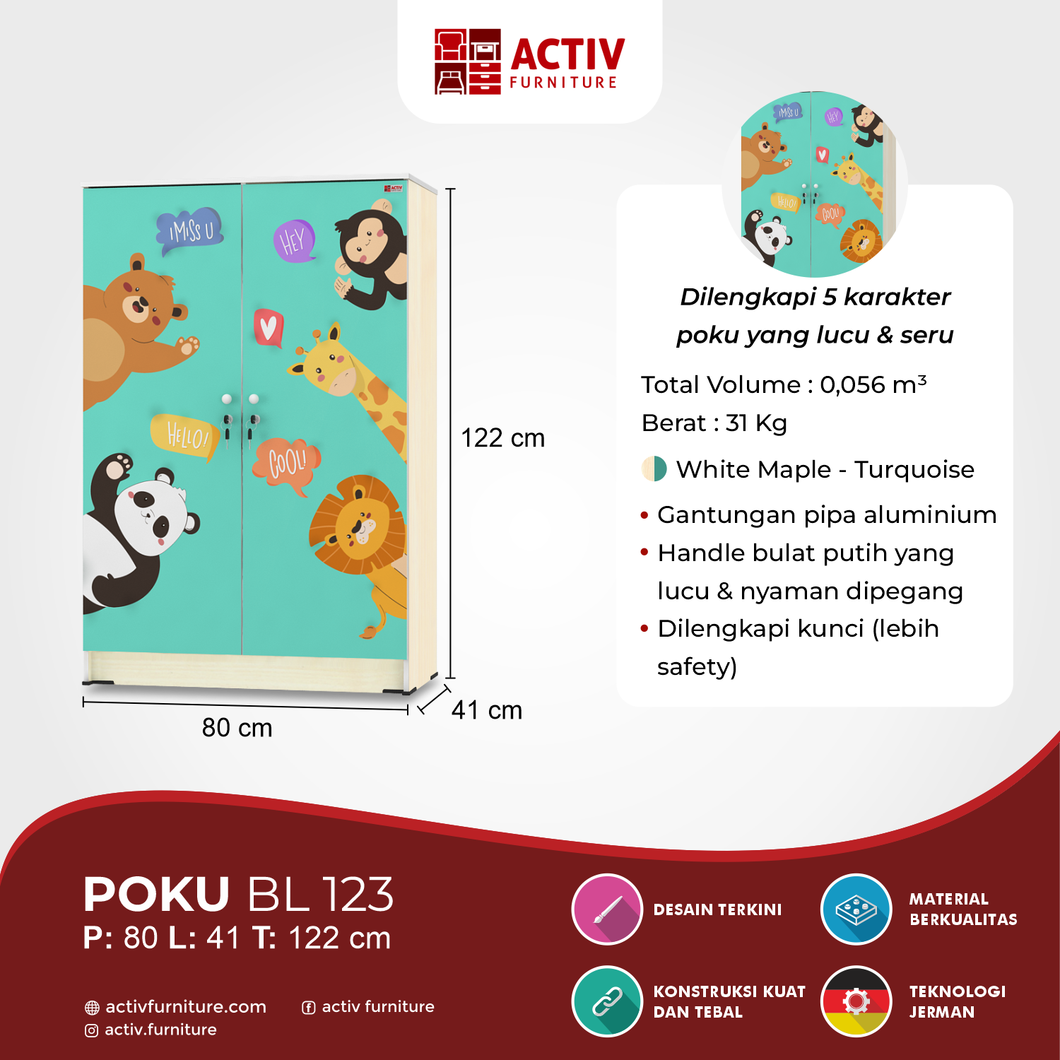 3. Poku BL 123_Baby Locker_Lemari Pakaian Anak_Lemari Pakaian_Lemari Anak_Ruang Kamar_Kamar Tidur_Ruang Anak_Kamar Anak_Activ Furniture_Rev