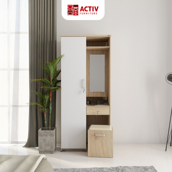 Lemari Pakaian 2 Pintu – Spin LPMR 201 (Sonoma Oak – White) – Activ Furniture