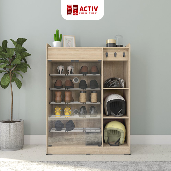 Lemari Sepatu – Spin LS 90 (Rainbow Oak) – Activ Furniture