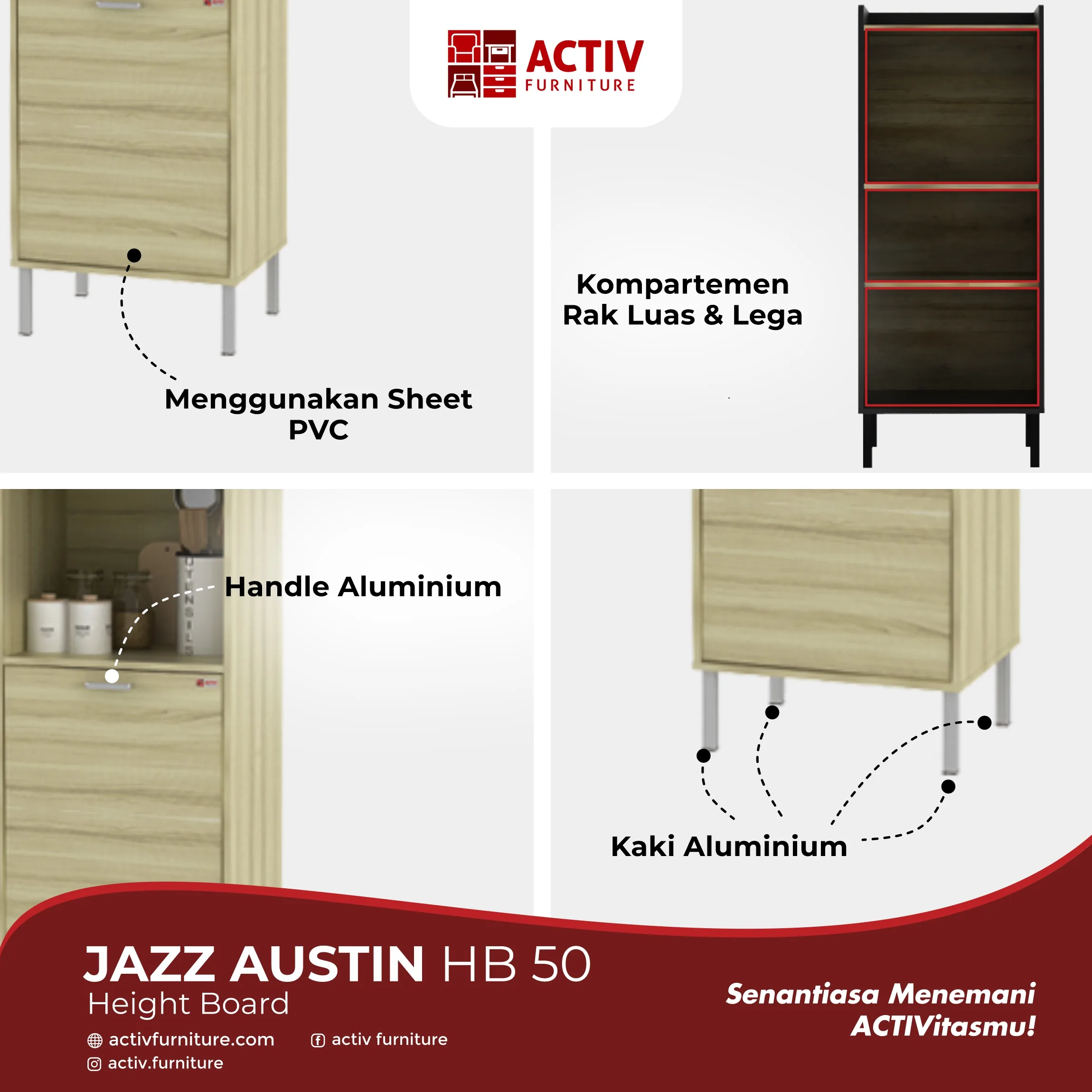 Jazz Austin HB 50_Canyon Oak Black_Copywriting Produk Website_Lemari Dapur_Height Board_Rak Dapur_Rak Piring