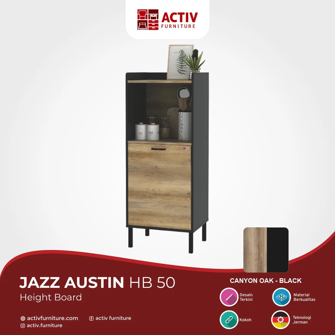 Jazz Austin HB 50_Canyon Oak Black_Detail Warna Produk Website_Lemari Dapur_Height Board_Rak Dapur_Rak Piring