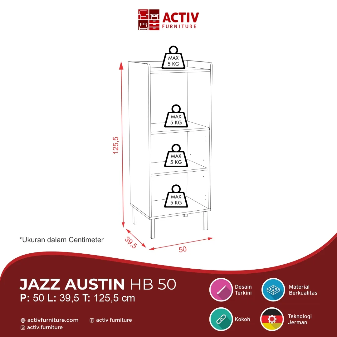 Jazz Austin HB 50_Canyon Oak Black_Line Drawing Produk Website_Lemari Dapur_Height Board_Rak Dapur_Rak Piring