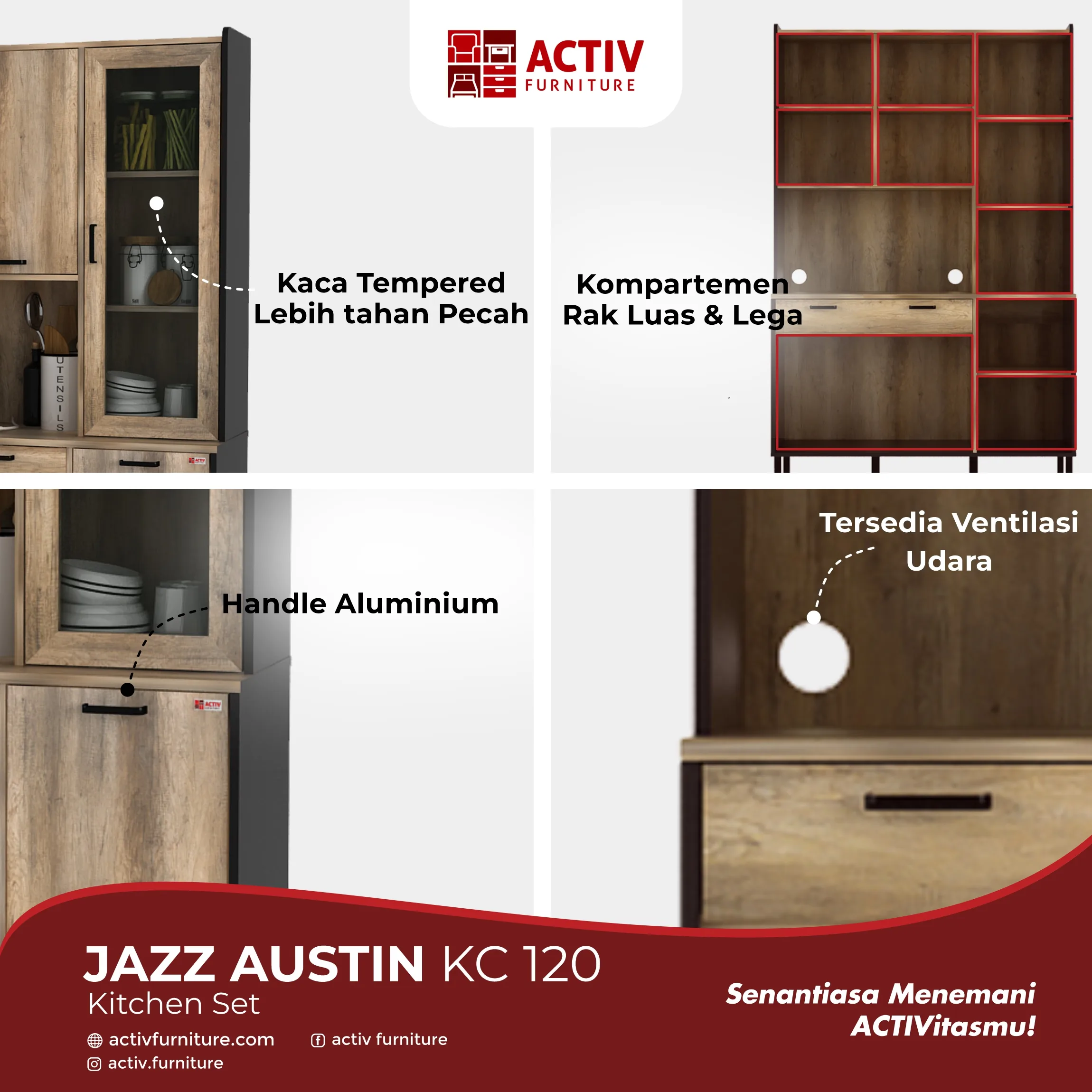 Jazz Austin KC 120_Canyon Oak White_Copywriting Produk Website_Lemari Pakaian