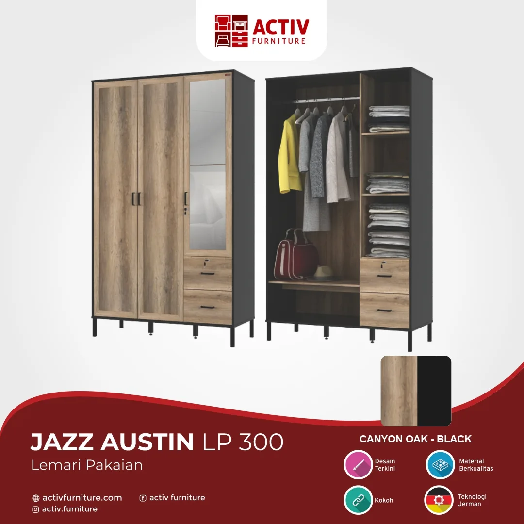 Jazz Austin LP 300_Canyon Oak White_Detail Warna Produk Website_Lemari Pakaian
