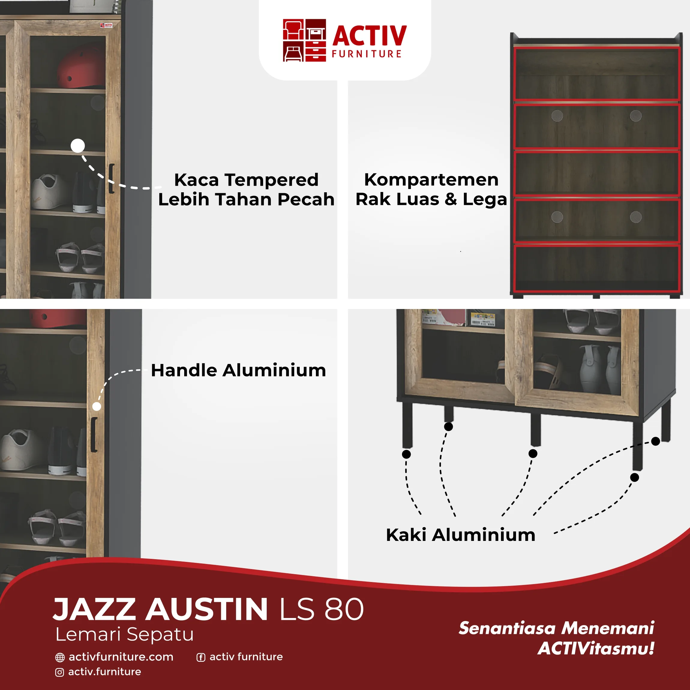 Jazz Austin LS 80_Canyon Oak Black_Copywriting Produk Website_Lemari Sepatu