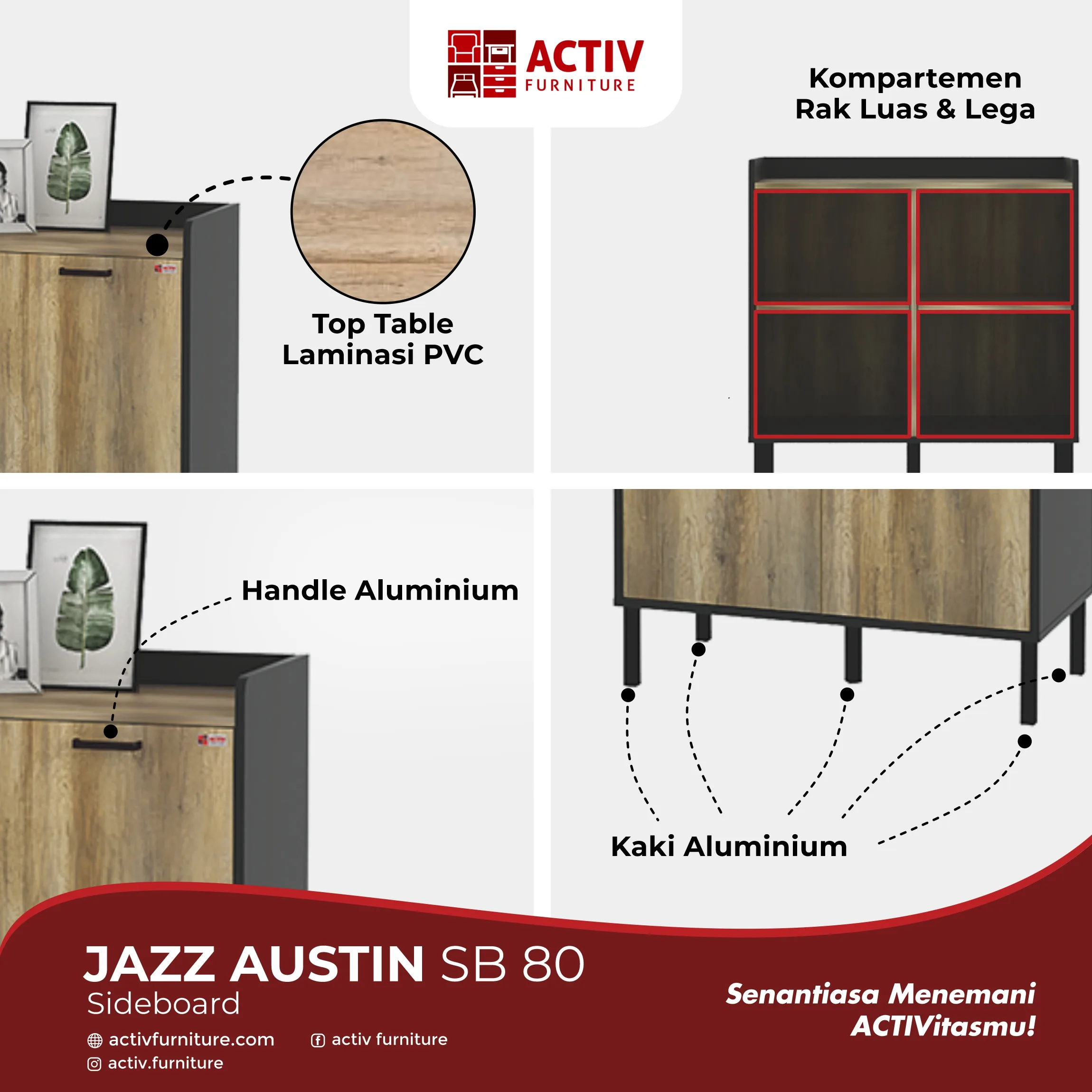 Jazz Austin SB 80_Canyon Oak Black_Copywriting Produk Website_Sideboard_Lemari Laci