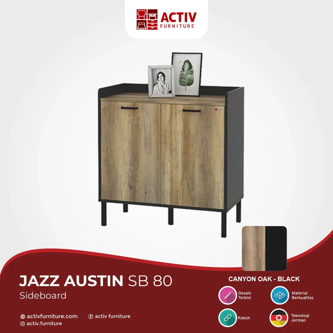 Jazz Austin SB 80_Canyon Oak Black_Detail Warna Produk Website_Sideboard_Lemari Laci