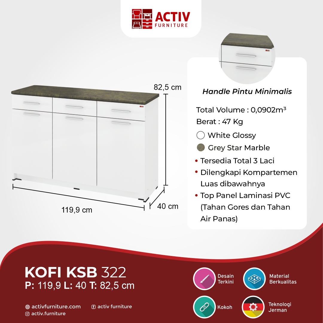 Kofi KSB 322_White Glossy – Grey Star Marble