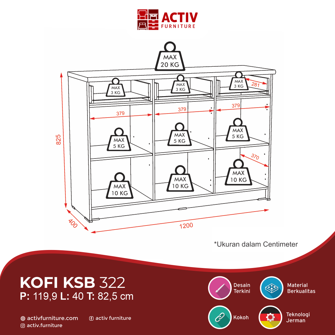 Kofi KSB 322_White Glossy – Grey Star Marble_Kitchen Set_Kitchen Set Bawah_Line Drawing
