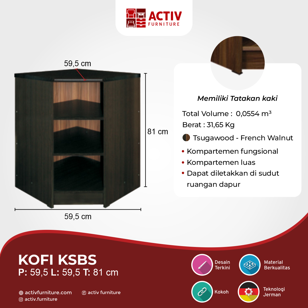 Kofi KSBS French Walnut_Kitchen Set_Kitchen Set Bawah_USP