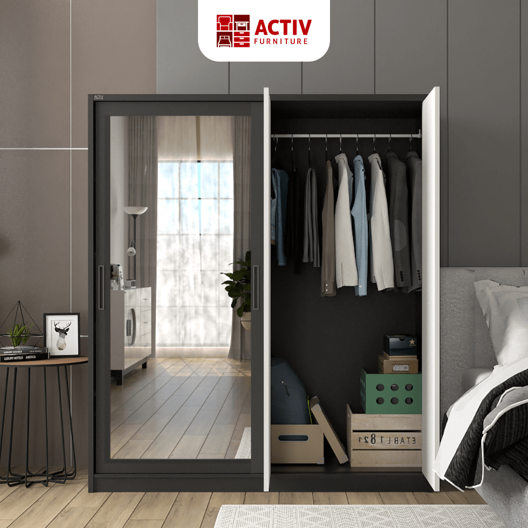 3. Forte SL 162 B_Black – Grey Tile_Lemari Pakaian_Lemari Besi_Ruang Kamar_Cover 3_Activ Furniture