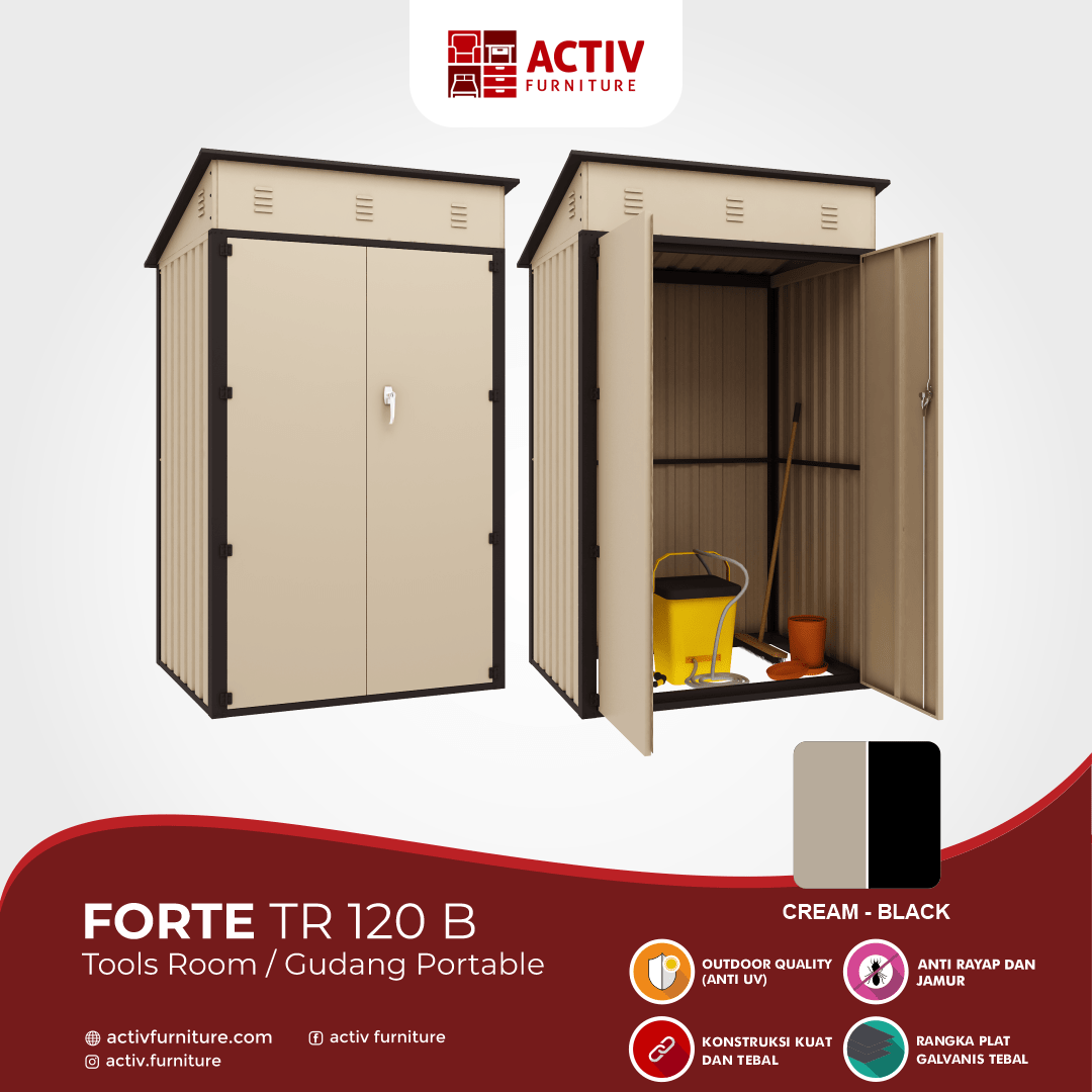 3. Forte TR 120 B_Cream – Black_Tools Room_Gudang Portable_Gudang Penyimpanan_Gudang_Outdoor_Halaman Rumah_Detail Warna_Activ Furniture