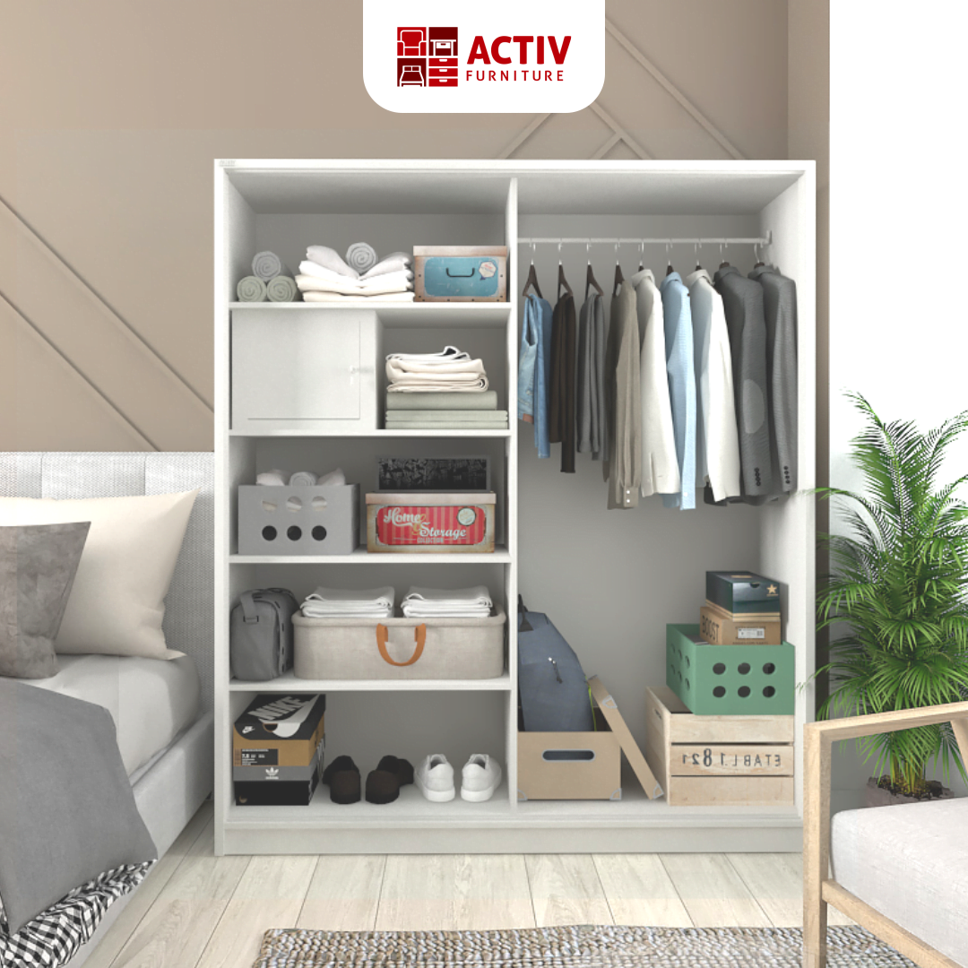 4. Forte SL 162 A_White – White Teak_Lemari Pakaian_Lemari Besi_Lemari Sliding_Lemari Swing_Ruang Kamar_Cover 4_Activ Furniture