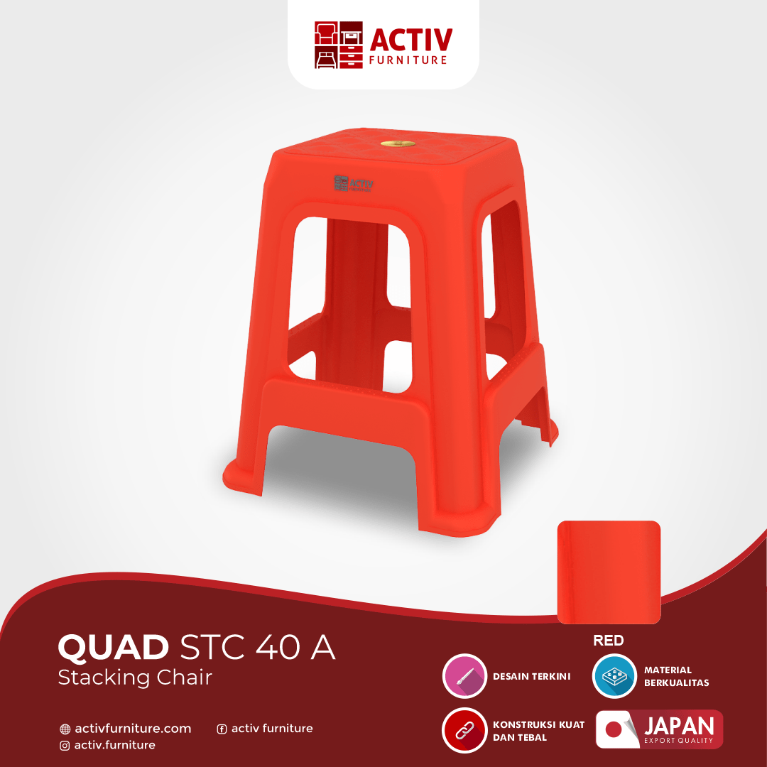 4. Quad STC 40 A_Red_Merah_Stacking Chair_Kursi Plastik_Kursi Outdoor_Furniture Luar_Detail Warna_Activ Furniture