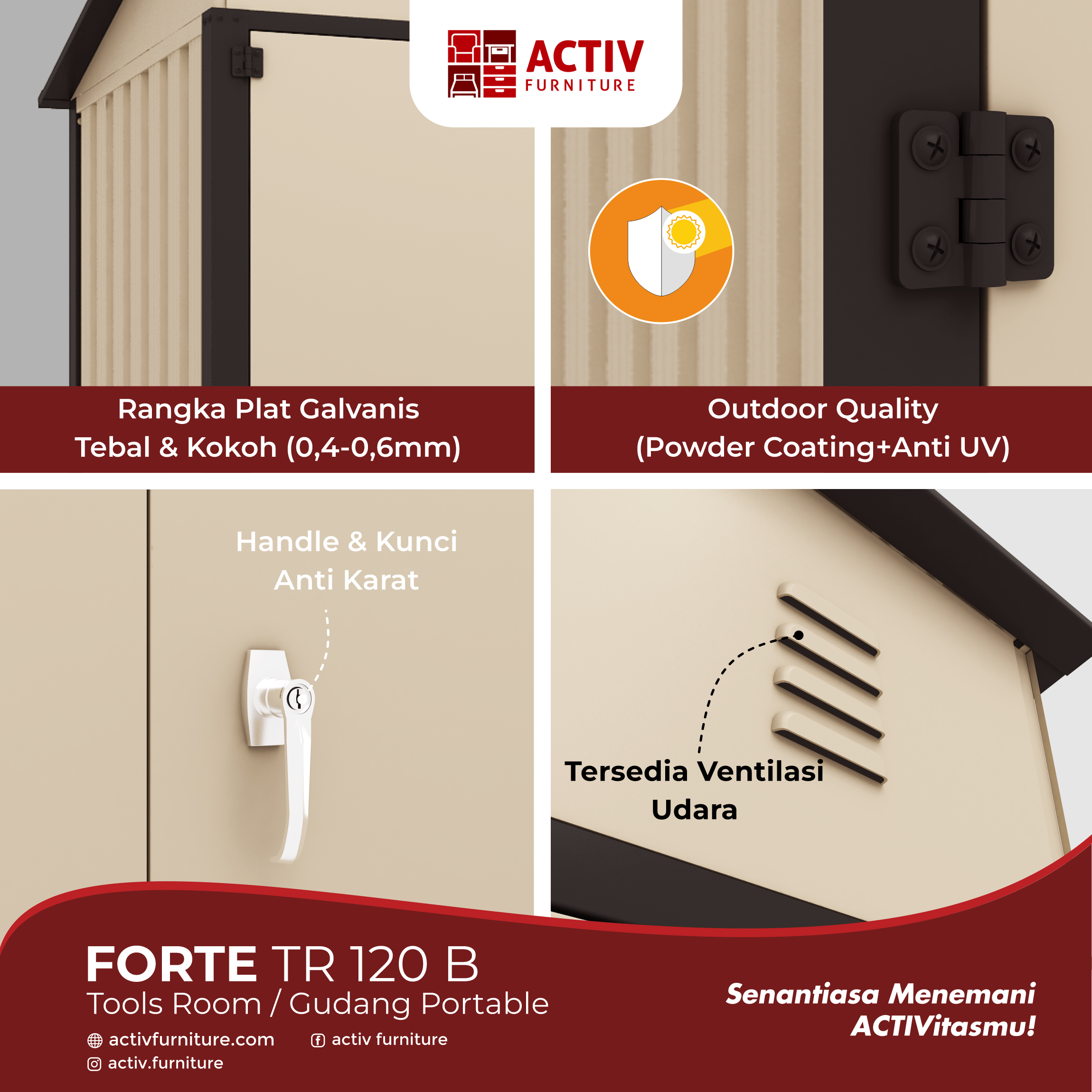 5. Forte TR 120 B_Cream – Black_Tools Room_Gudang Portable_Gudang Penyimpanan_Gudang_Outdoor_Halaman Rumah_Copywriting_Activ Furniture