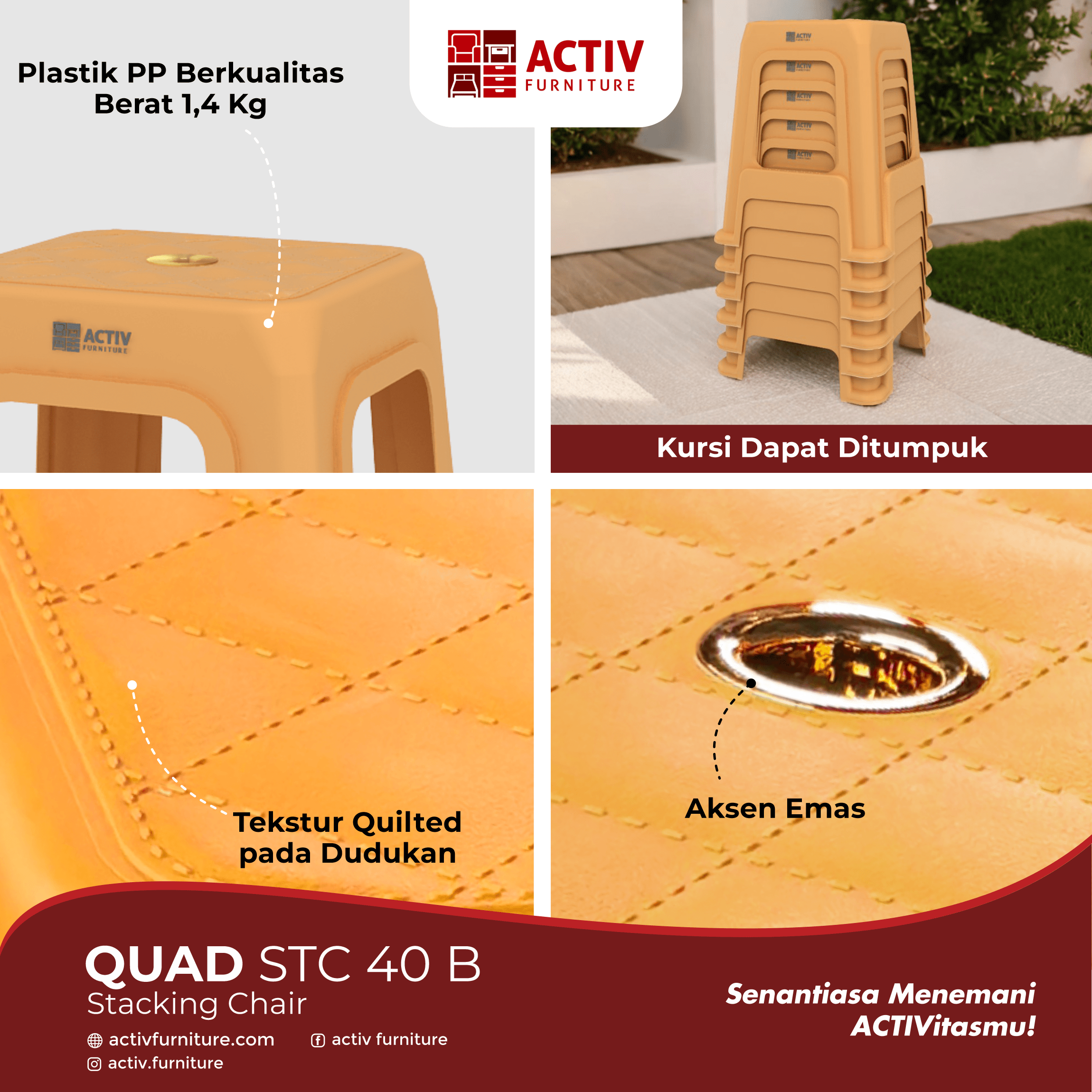 6. Quad STC 40_Brown_Coklat_Stacking Chair_Kursi Plastik_Kursi Outdoor_Furniture Luar_Copywriting_Activ Furniture