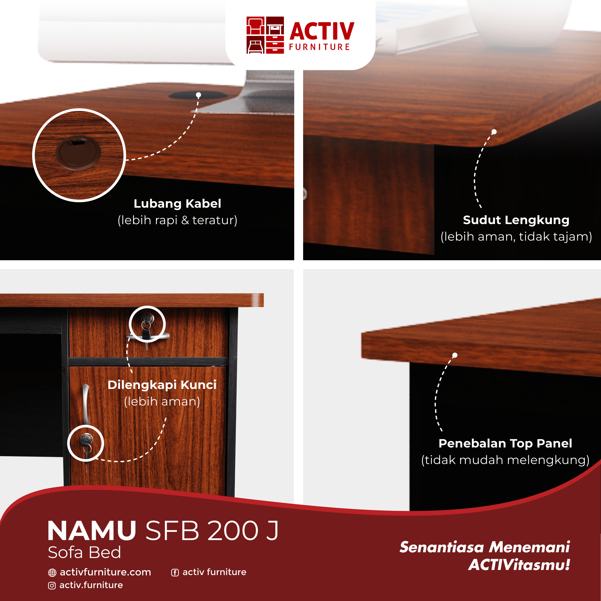 Activ Furniture_Meja Kerja_Meja Kantor_Render_Lula MT 121_Walnut_Dark Oak