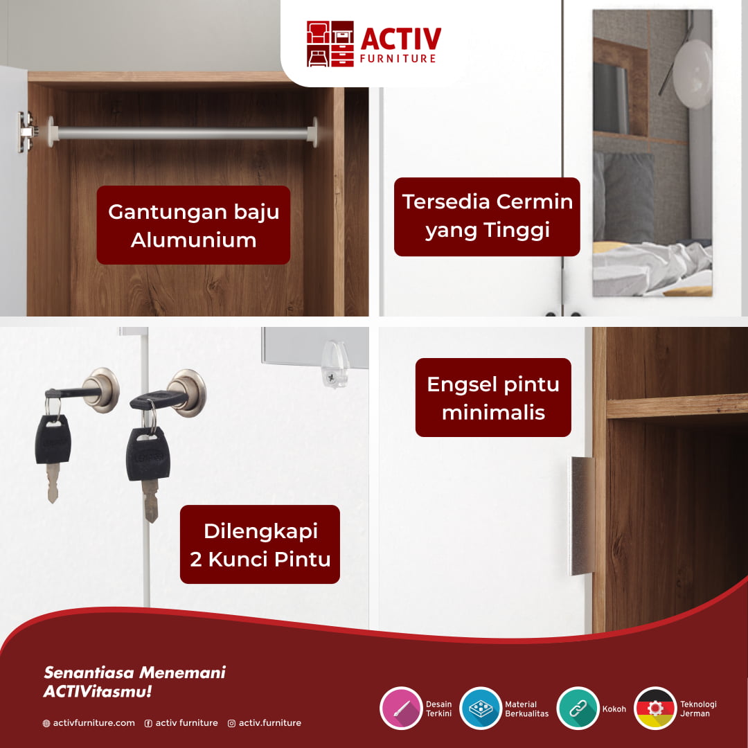 Activ Furniture_Lula BL 150_Lula Series_Ruang Anak_Furniture Anak_Lemari Pakaian_Ruang Tidur