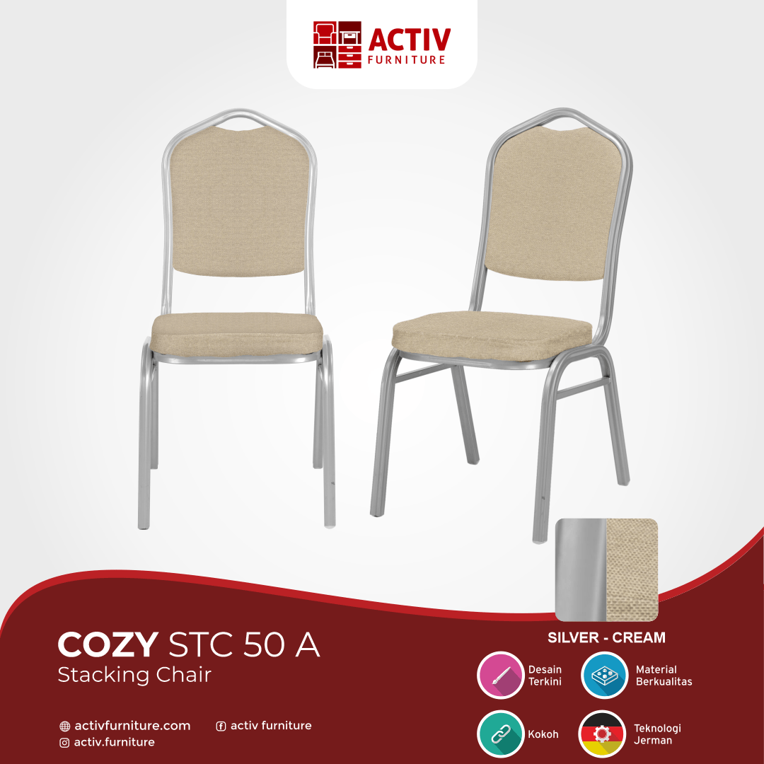 Cozy STC 50 A_Silver – Cream_Kursi Susun_Stacking Chair_Kursi_Ruang Keluarga_Detail Warna_Activ Furniture