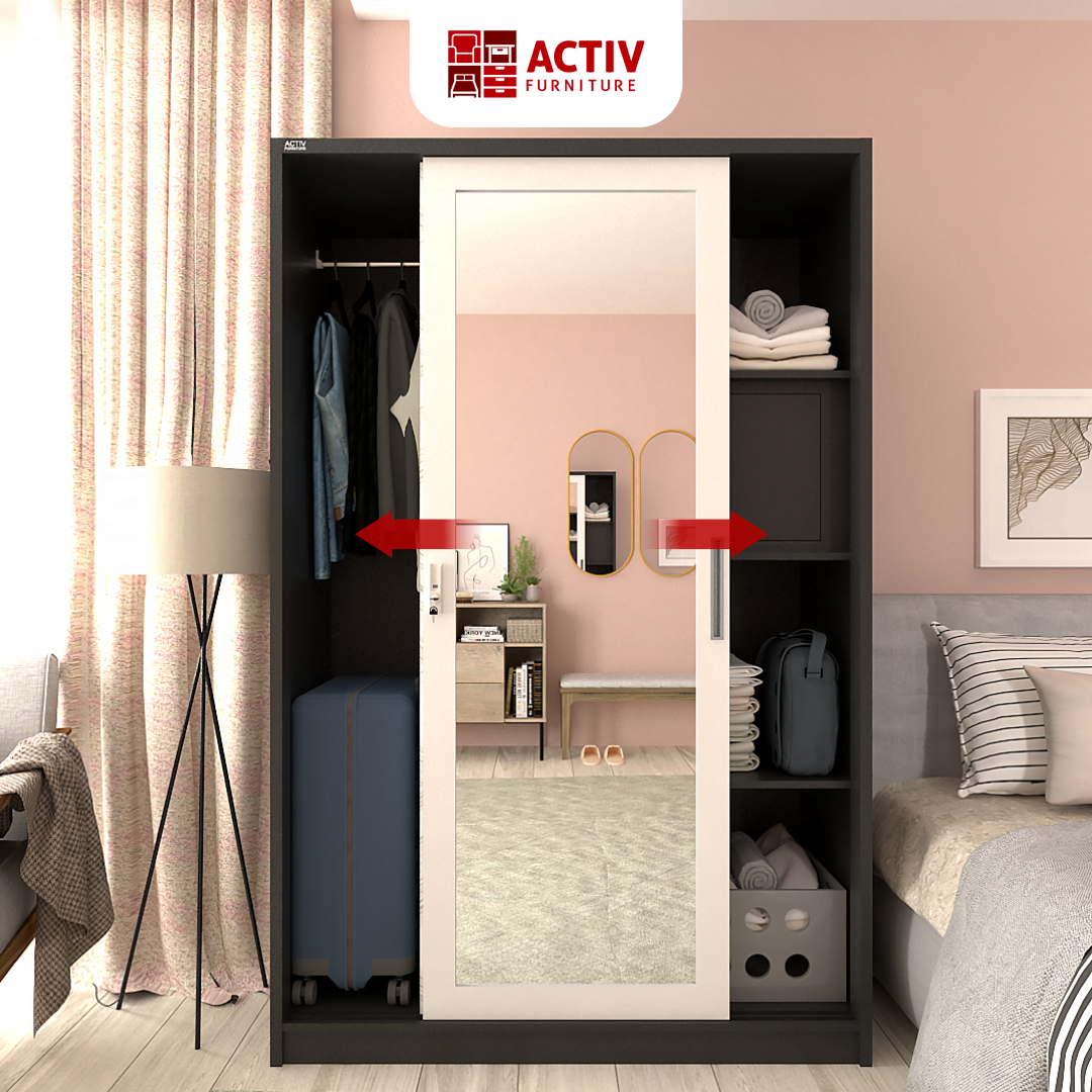 Forte SL 121 B_Dark Grey – White Line_Lemari Pakaian_Lemari Besi_Ruang Kamar_Cover 3_Activ Furniture