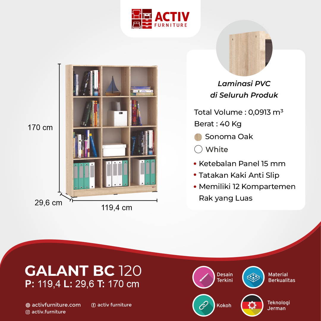 Galant BC 120_Sonoma Oak – White