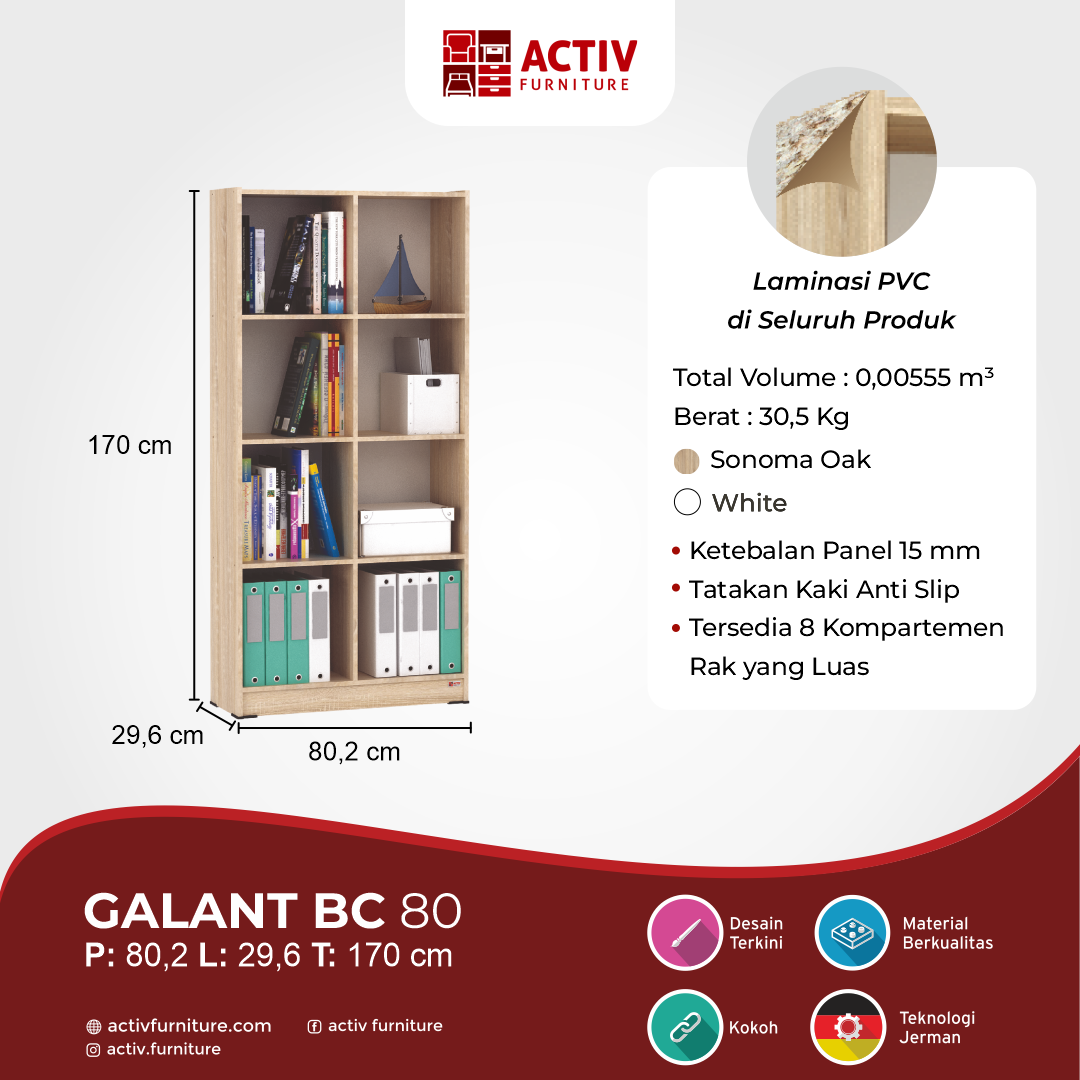 Galant BC 80_Sonoma Oak – White