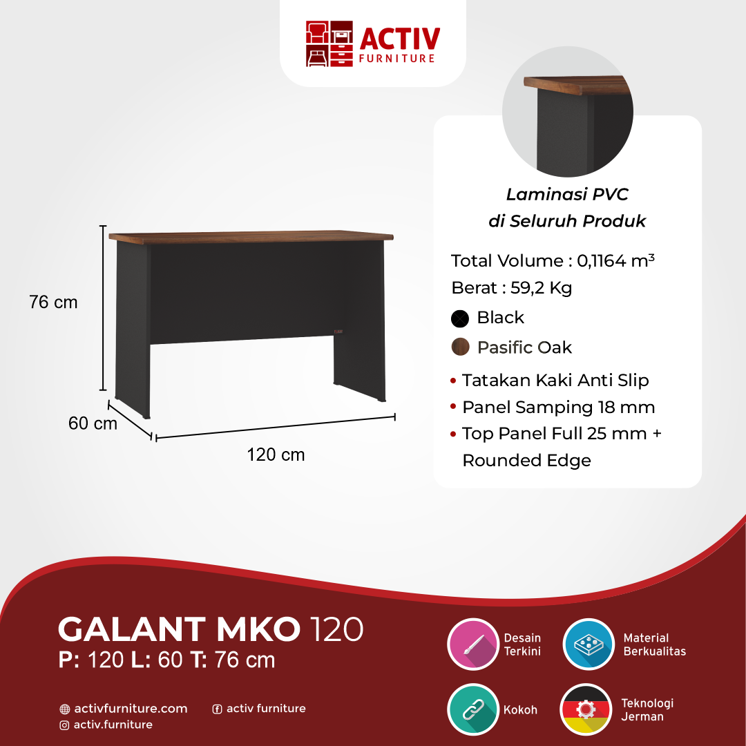 Galant MKO 120_Black – Pasific Oak
