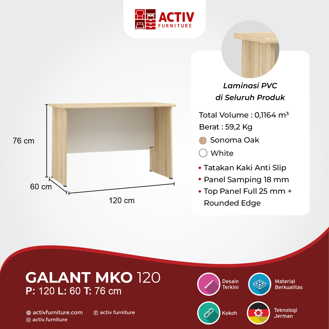 Galant MKO 120_Sonoma Oak – White