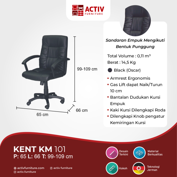 Kursi Kerja/Kursi Manager – Kent KM 101 – Activ Furniture