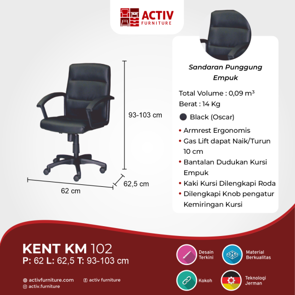 Kursi Kerja/Kursi Manager – Kent KM 102 – Activ Furniture