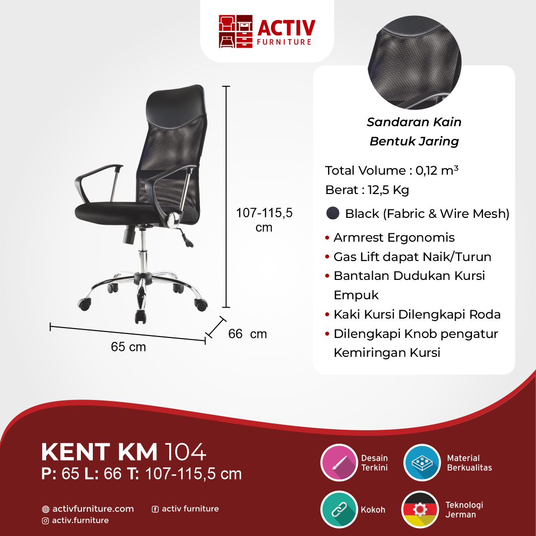 Kent KM 104_Black(Fabric & Wire Mesh)