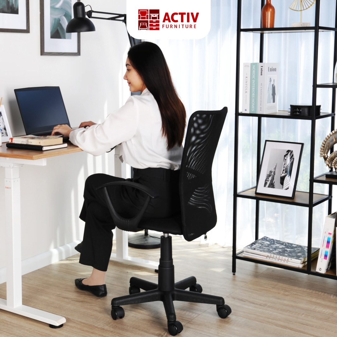 Kent KM 106_Black – Mesh_Kursi Kantor_Kursi Kerja_Kursi Manager_Cover_Activ Furniture