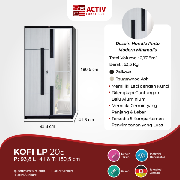 Lemari Pakaian – Kofi LP 205 – Activ Furniture