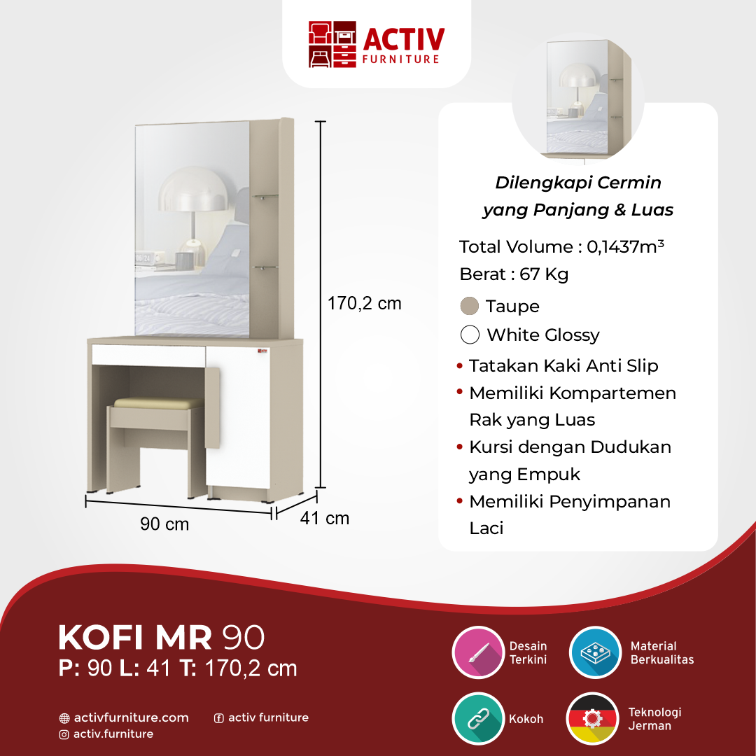 Kofi MR 90_Taupe – White Glossy