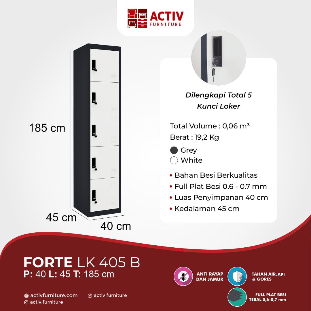 Activ Furniture_Forte LK 405_Loker Besi_Lemari Kantor_Ruang Kantor_Ruang Sekolah