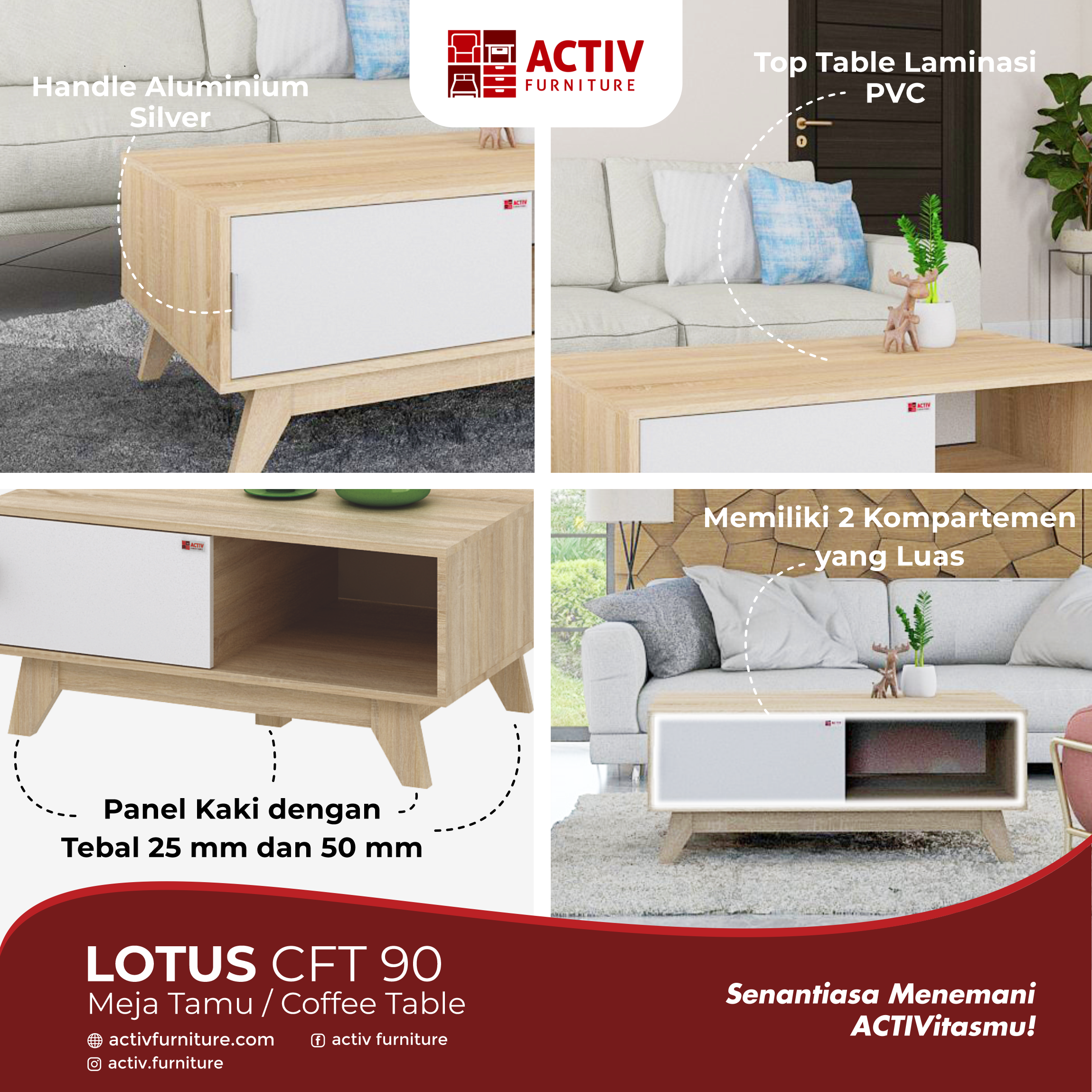 Lotus CFT 90_Meja Tamu_Coffee Table_Ruang Tamu_Copywriting_Activ Furniture